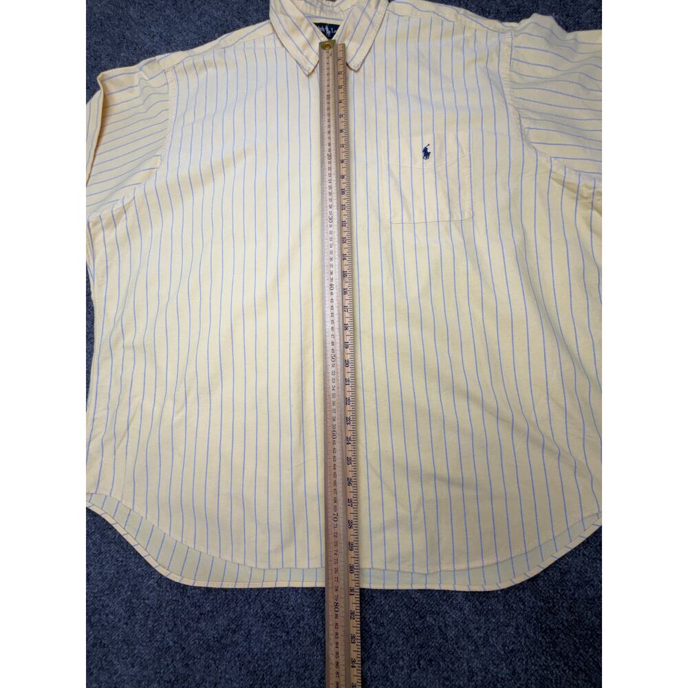 Vintage Ralph Lauren Big Shirt XXL Yellow Stripe Hong Kong Cotton Heavy BOXY - Picture 4 of 7